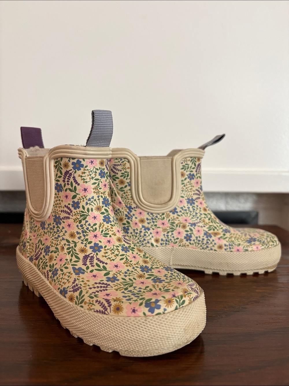 ZARA Floral Rain Boots - Cream Size 24 EUR
